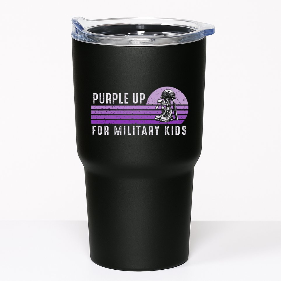 Purple Up For Military Child Month Boots Sunset Tumbler