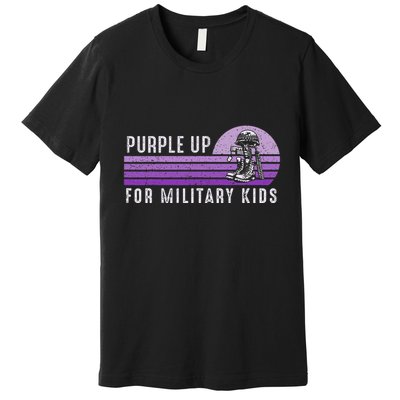 Purple Up For Military Child Month Boots Sunset Premium T-Shirt
