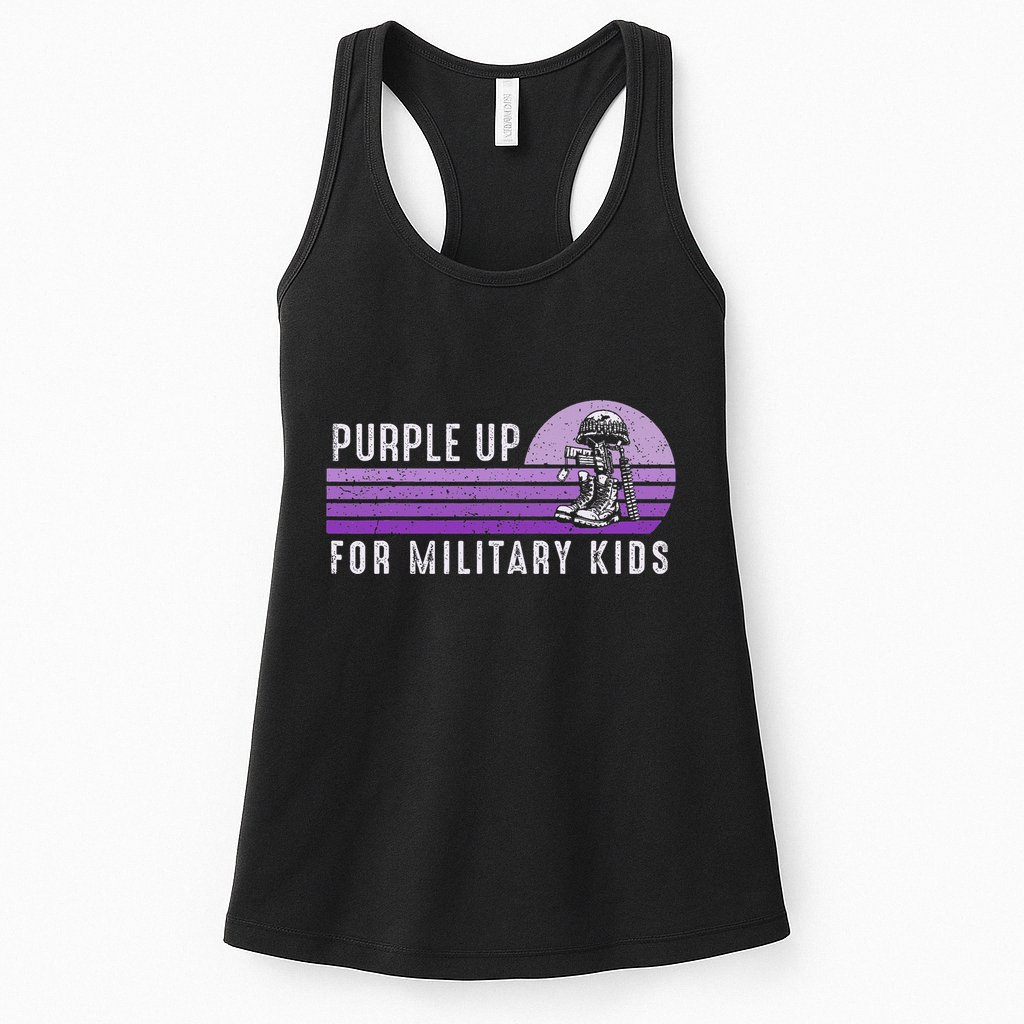 Purple Up For Military Child Month Boots Sunset Womens Tank Top