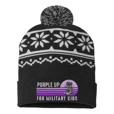 Purple Up For Military Child Month Boots Sunset USA-Made Snowflake Beanie