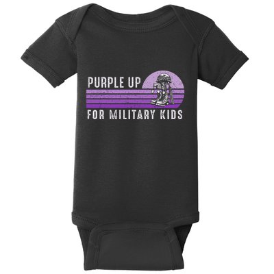 Purple Up For Military Child Month Boots Sunset Baby Bodysuit