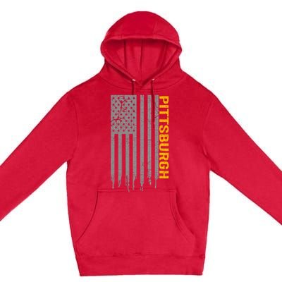 Pittsburgh Usa Flag Patriotic American From Pittsburgh Premium Pullover Hoodie