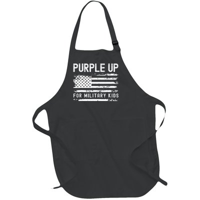 Purple Up For Military Military Child Month Usa Flag Full-Length Apron With Pockets