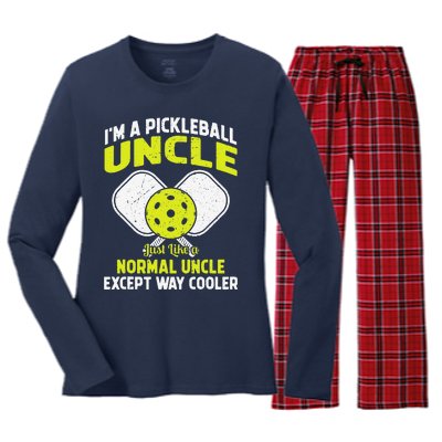 Pickleball Uncle Funny Pickleball Player Gift For Him Women's Long Sleeve Flannel Pajama Set 