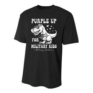 Purple Up For Military Month Child Dino T Rex Dinosaur Youth Performance Sprint T-Shirt