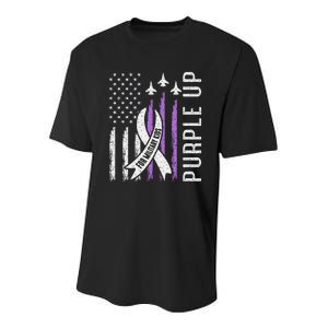 Purple Up For Military Month Child Force Flag Us Youth Performance Sprint T-Shirt