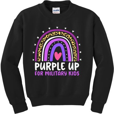 Purple Up For Military Month Military Child Rainbow Kids Sweatshirt