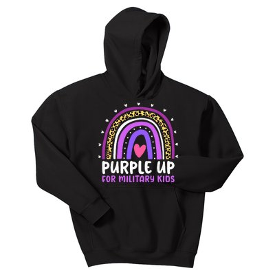 Purple Up For Military Month Military Child Rainbow Kids Hoodie