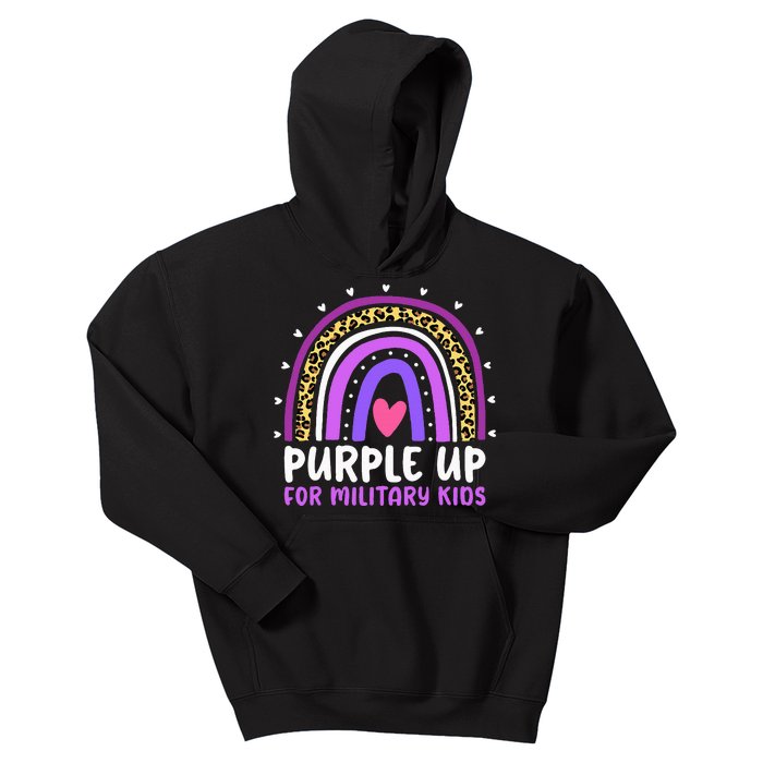 Purple Up For Military Month Military Child Rainbow Kids Hoodie