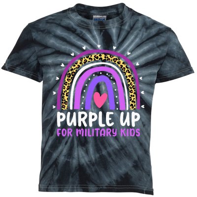 Purple Up For Military Month Military Child Rainbow Kids Tie-Dye T-Shirt