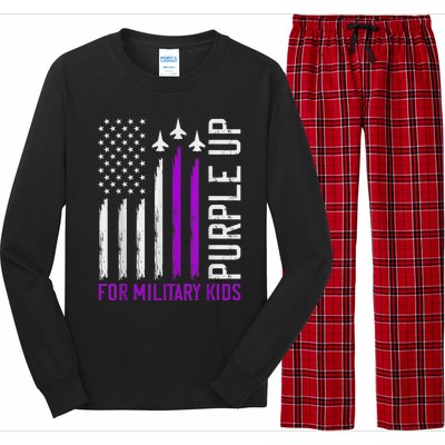 Purple Up For Military Kid Shirt Military Child Month Long Sleeve Pajama Set