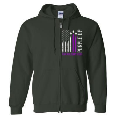 Purple Up For Military Kid Shirt Military Child Month Full Zip Hoodie