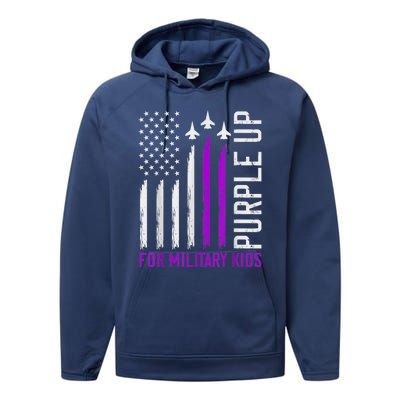 Purple Up For Military Kid Shirt Military Child Month Performance Fleece Hoodie