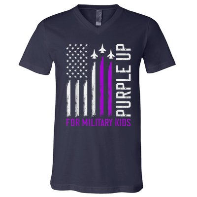 Purple Up For Military Kid Shirt Military Child Month V-Neck T-Shirt