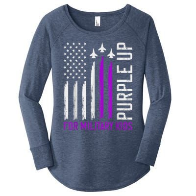 Purple Up For Military Kid Shirt Military Child Month Women's Perfect Tri Tunic Long Sleeve Shirt