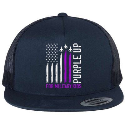 Purple Up For Military Kid Shirt Military Child Month Flat Bill Trucker Hat