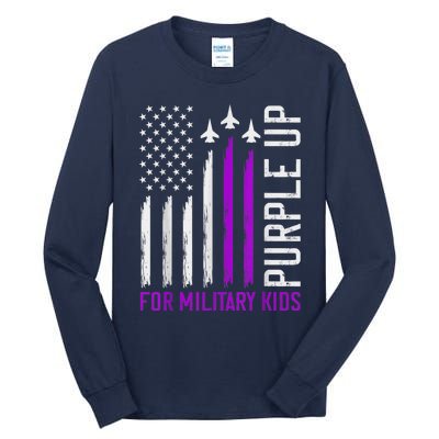 Purple Up For Military Kid Shirt Military Child Month Tall Long Sleeve T-Shirt