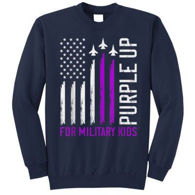 Purple Up For Military Kid Shirt Military Child Month Tall Sweatshirt