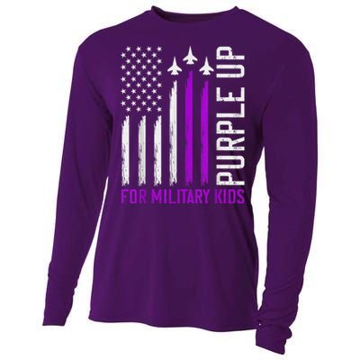 Purple Up For Military Kid Shirt Military Child Month Cooling Performance Long Sleeve Crew