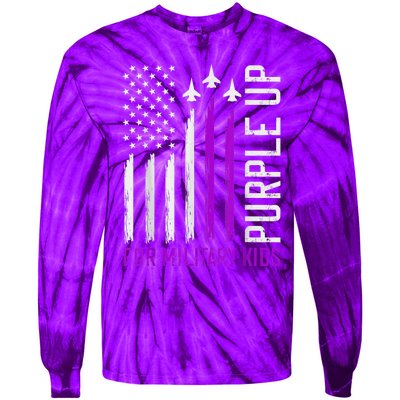 Purple Up For Military Kid Shirt Military Child Month Tie-Dye Long Sleeve Shirt