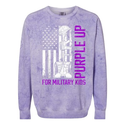 Purple Up For Military Kid Shirt Military Child Month Colorblast Crewneck Sweatshirt