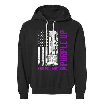 Purple Up For Military Kid Shirt Military Child Month Garment-Dyed Fleece Hoodie