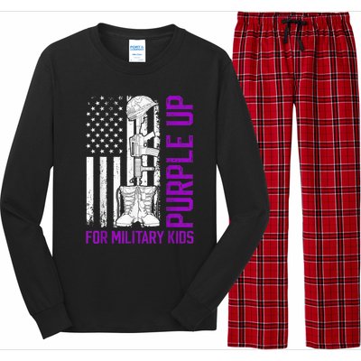 Purple Up For Military Kid Shirt Military Child Month Long Sleeve Pajama Set