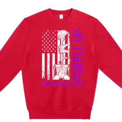 Purple Up For Military Kid Shirt Military Child Month Premium Crewneck Sweatshirt