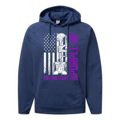 Purple Up For Military Kid Shirt Military Child Month Performance Fleece Hoodie