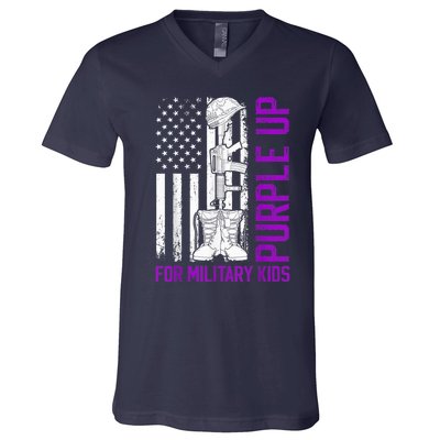 Purple Up For Military Kid Shirt Military Child Month V-Neck T-Shirt