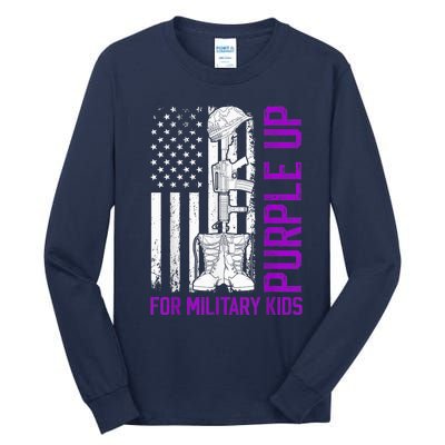 Purple Up For Military Kid Shirt Military Child Month Tall Long Sleeve T-Shirt