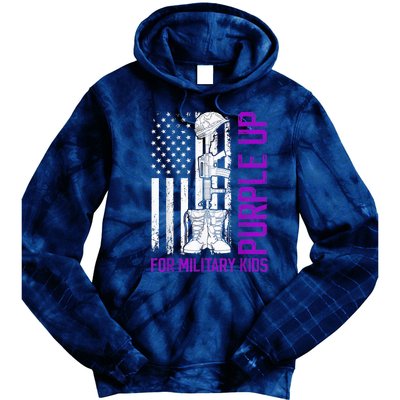 Purple Up For Military Kid Shirt Military Child Month Tie Dye Hoodie