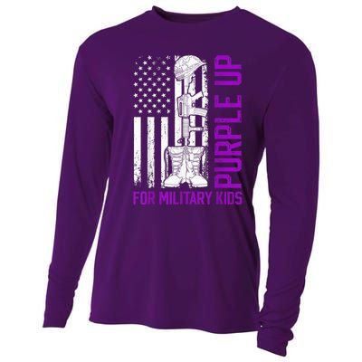 Purple Up For Military Kid Shirt Military Child Month Cooling Performance Long Sleeve Crew