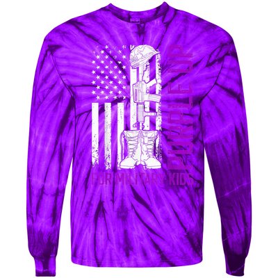 Purple Up For Military Kid Shirt Military Child Month Tie-Dye Long Sleeve Shirt