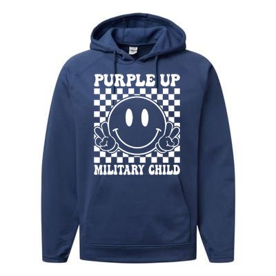 Purple Up For Military Child Dandelion Military Child Month Performance Fleece Hoodie