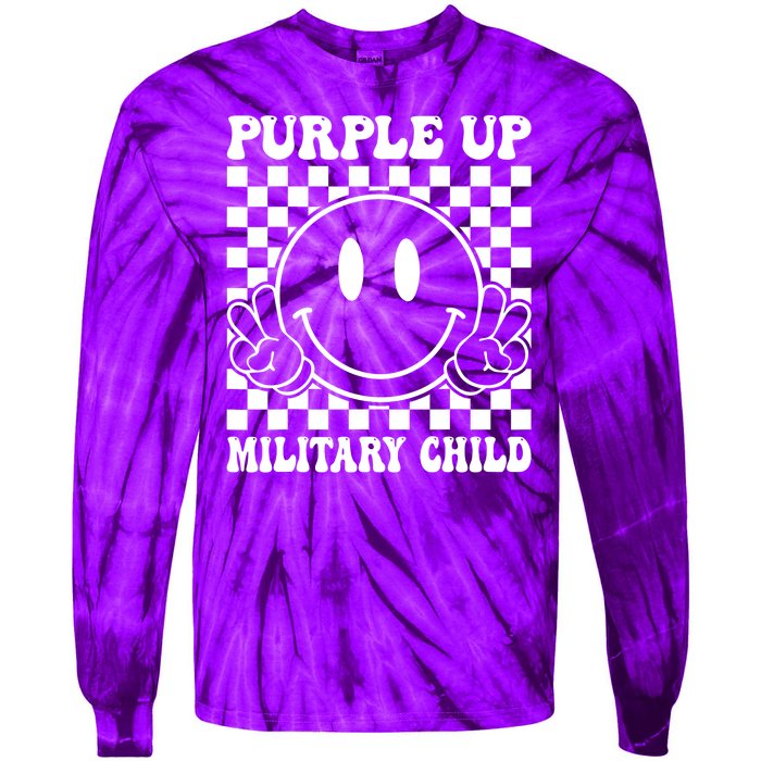 Purple Up For Military Child Dandelion Military Child Month Tie-Dye Long Sleeve Shirt