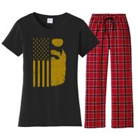 Patriotic Us Flag Beard And Sunglasses For With Beards Women's Flannel Pajama Set