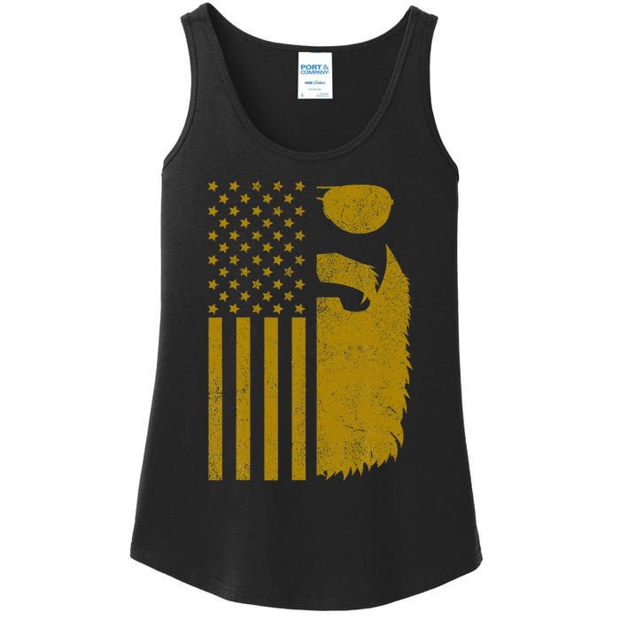 Patriotic Us Flag Beard And Sunglasses For With Beards Ladies Essential Tank