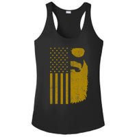 Patriotic Us Flag Beard And Sunglasses For With Beards Ladies PosiCharge Competitor Racerback Tank