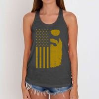 Patriotic Us Flag Beard And Sunglasses For With Beards Women's Knotted Racerback Tank