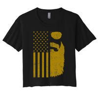 Patriotic Us Flag Beard And Sunglasses For With Beards Women's Crop Top Tee