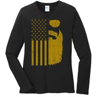 Patriotic Us Flag Beard And Sunglasses For With Beards Ladies Long Sleeve Shirt