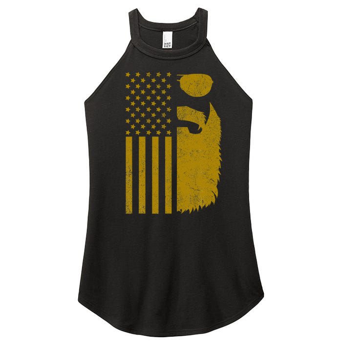 Patriotic Us Flag Beard And Sunglasses For With Beards Women's Perfect Tri Rocker Tank