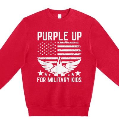 Purple Up For Military Kid Shirt Military Child Month Premium Crewneck Sweatshirt