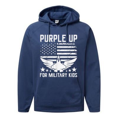 Purple Up For Military Kid Shirt Military Child Month Performance Fleece Hoodie