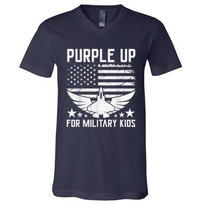 Purple Up For Military Kid Shirt Military Child Month V-Neck T-Shirt