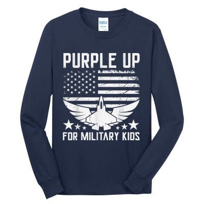 Purple Up For Military Kid Shirt Military Child Month Tall Long Sleeve T-Shirt