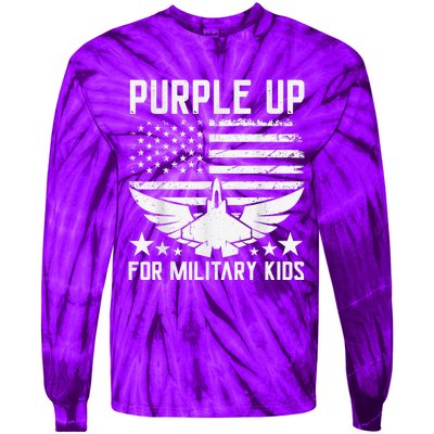 Purple Up For Military Kid Shirt Military Child Month Tie-Dye Long Sleeve Shirt