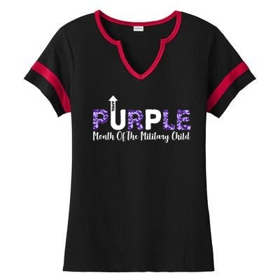 Purple Up For Month Of Military Child April Ladies Halftime Notch Neck Tee