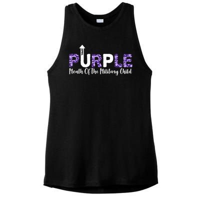 Purple Up For Month Of Military Child April Ladies PosiCharge Tri-Blend Wicking Tank